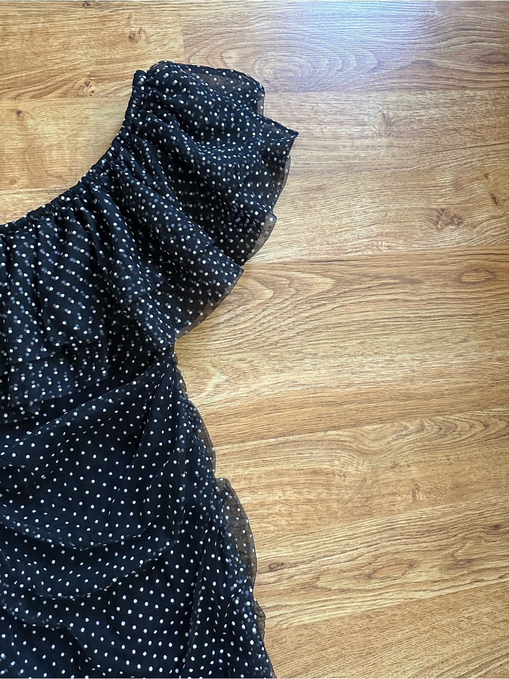 Maje Black White Polka Dot Off Shoulder Dress Size 1 Ravane - Picture 5 of 10